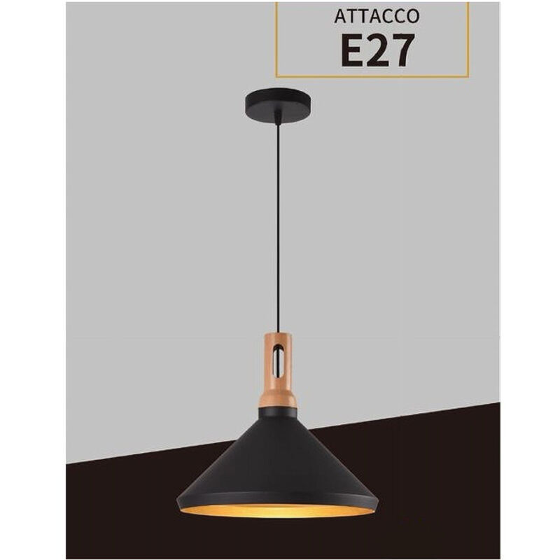 foto del prodotto trade shop traesio lampadario a sospensione stile industriale lampada pendente e27 nero bianco a92 nero
