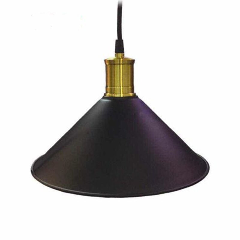 foto del prodotto trade shop traesio lampadario a sospensione stile industriale paralume nero rame lampada attacco e27 