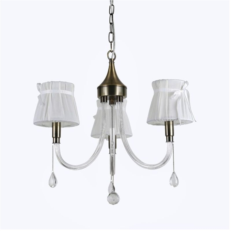 foto del prodotto trade shop traesio lampadario classico bronzo bianco a 3 bracci lampada da soffitto a sospensione 92402 