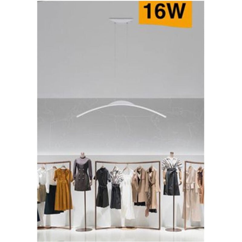 foto del prodotto trade shop traesio lampadario da soffitto a sospensione led 16w curvato luce 3000k 6500k 4000k b68 b bianco freddo 