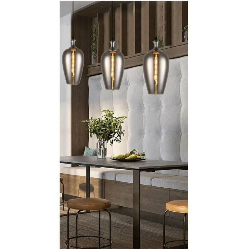foto del prodotto trade shop traesio lampadario da soffitto in vetro ambrato lampada a sospensione ovale e27 a36 06 
