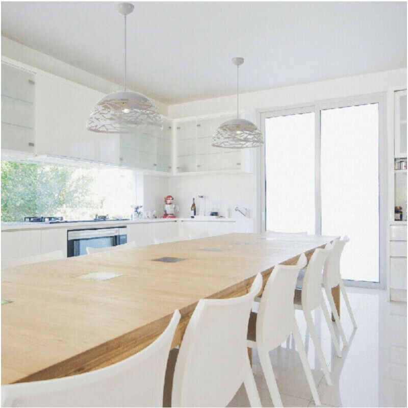 foto del prodotto trade shop traesio lampadario design contemporaneo paralume metallo traforato sospensione e27 a37 bianco 