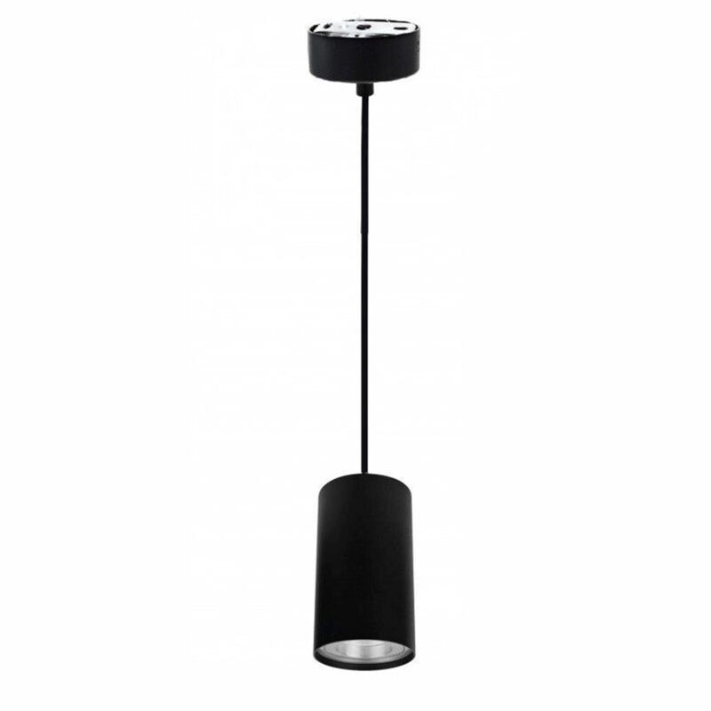 foto del prodotto trade shop traesio - lampadario faretto cilindro pendente a sospensione attacco gu10 nero 15 cm 99937 -