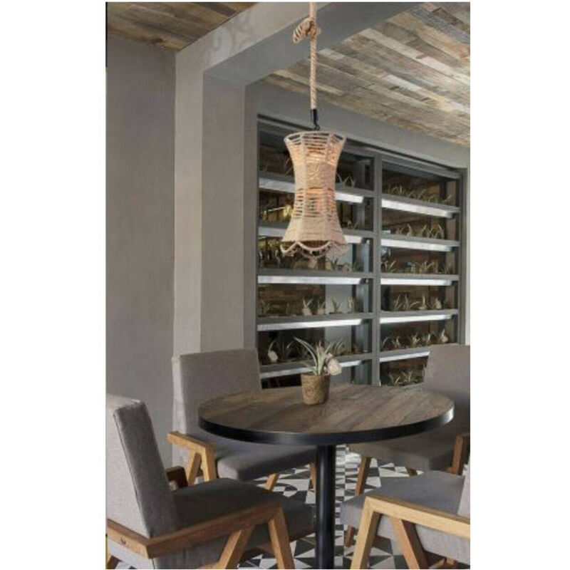 foto del prodotto trade shop traesio lampadario in corda di canapa stile vintage retro lampada country attaco e27 a55 