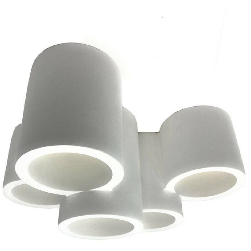 foto del prodotto trade shop traesio lampadario in gesso 5 cilindri verniciabile soffitto lampada faretti gu10 gs c07 