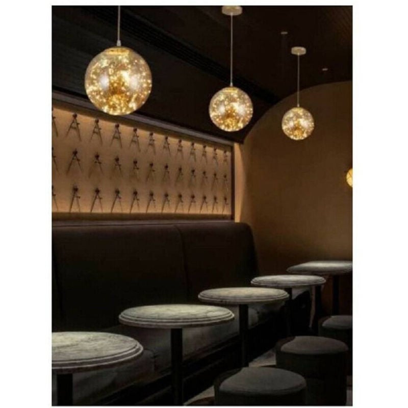 foto del prodotto trade shop traesio lampadario led 10w sfera effetto cielo stellato in vetro a luce 7500k 3000k a47 bianco caldo 