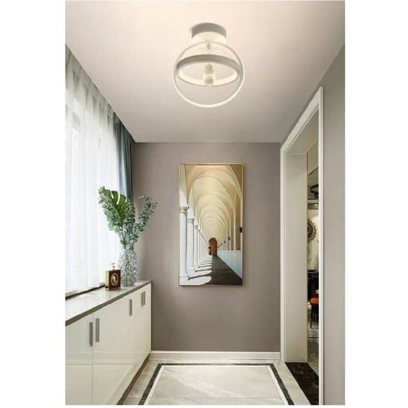 foto del prodotto trade shop traesio - lampadario led 22w cerchio plafoniera pendente soffitto luce 4000k 3000k 6500k pn-02b - -bianco caldo -