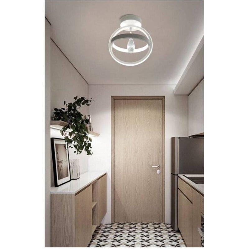 foto del prodotto trade shop traesio - lampadario led 22w cerchio plafoniera pendente soffitto luce 4000k 3000k 6500k pn-02b - -bianco freddo -