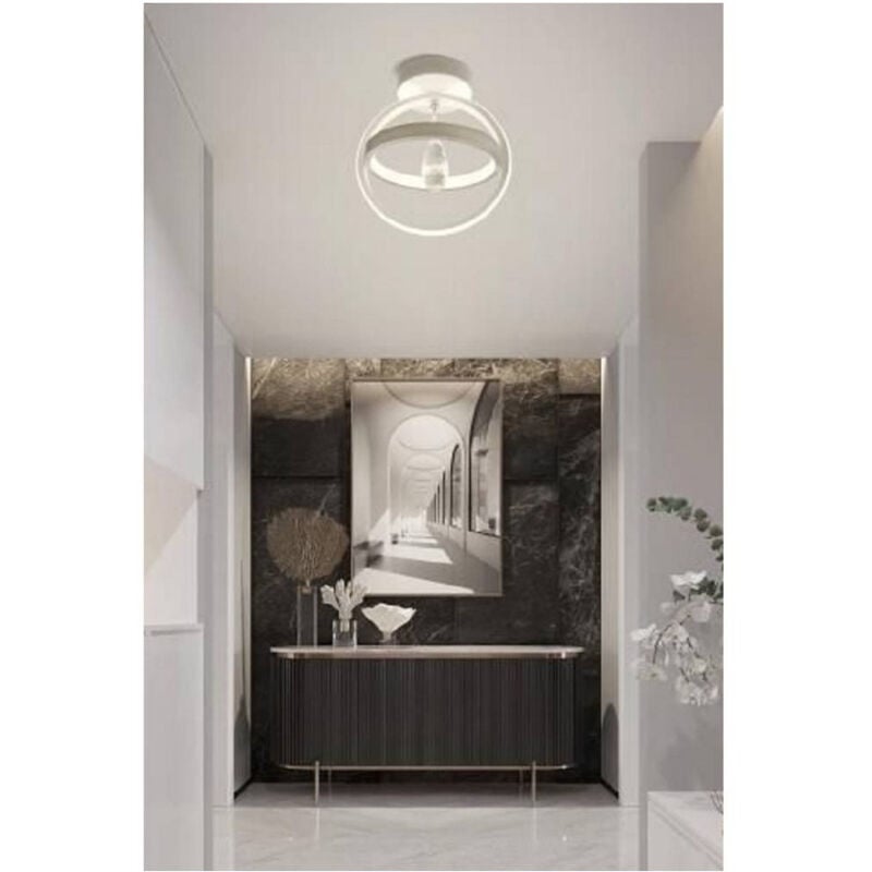 foto del prodotto trade shop traesio lampadario led 22w cerchio plafoniera pendente soffitto luce 4000k 3000k 6500k pn 02b bianco naturale 