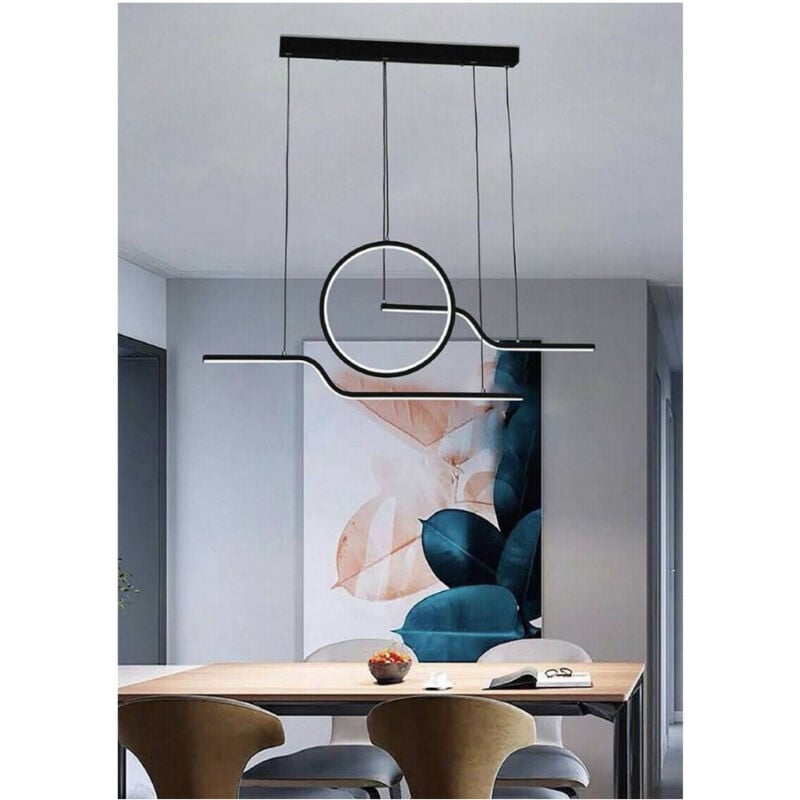 foto del prodotto trade shop traesio lampadario led 32w lampada stile contemporaneo moderno luce 6500k 4000k nero a44 bianco freddo 