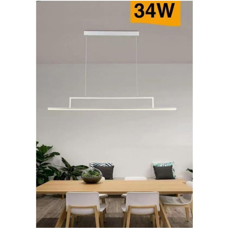 foto del prodotto trade shop traesio lampadario led 34w a sospensione lineare orizzontale luce 3000k 6500k 4000k b66 b bianco caldo 