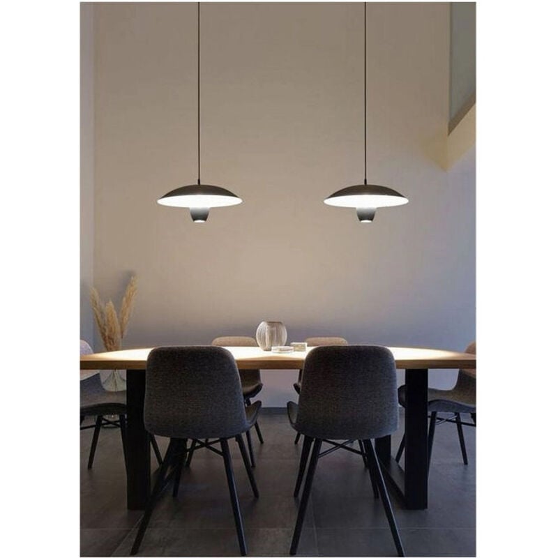 foto del prodotto trade shop traesio lampadario led a sospensione moderno 11w 880lm bianco nero luce calda ip20 lp 64 nero