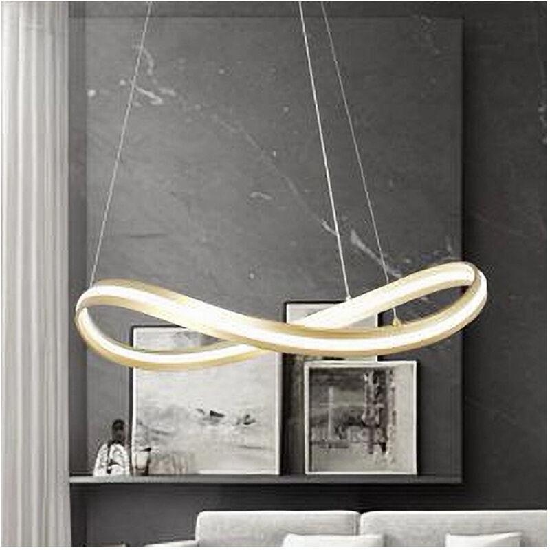 foto del prodotto trade shop traesio lampadario led moderno a fiocco 100w lampada a sospensione luce 6500k 70cm oro 33405 