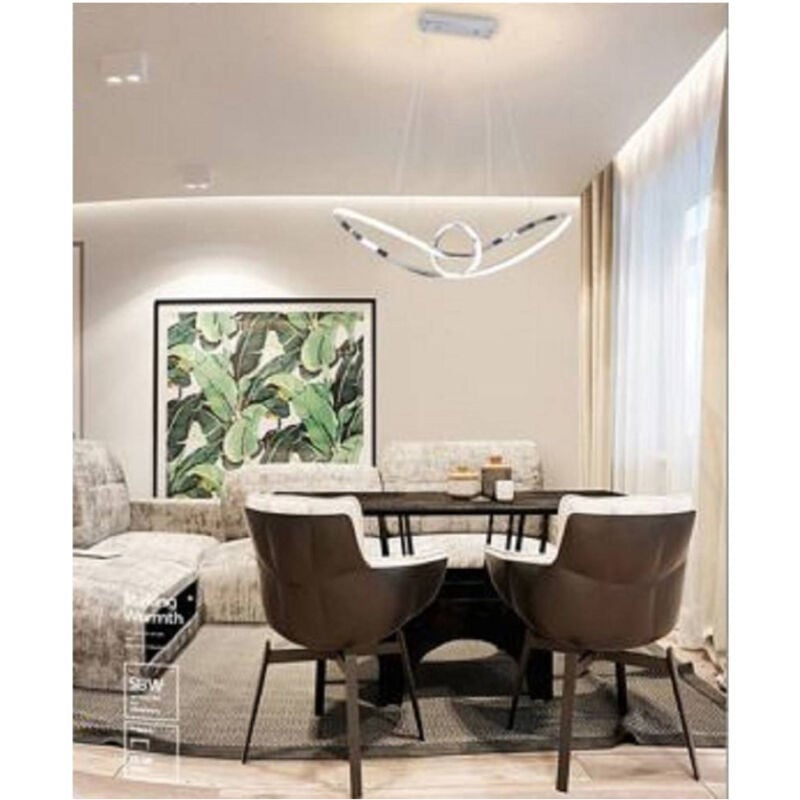 foto del prodotto trade shop traesio lampadario led moderno argento a sospensione 38 watt luce 6500k 4000k 3000k a07 bianco naturale 