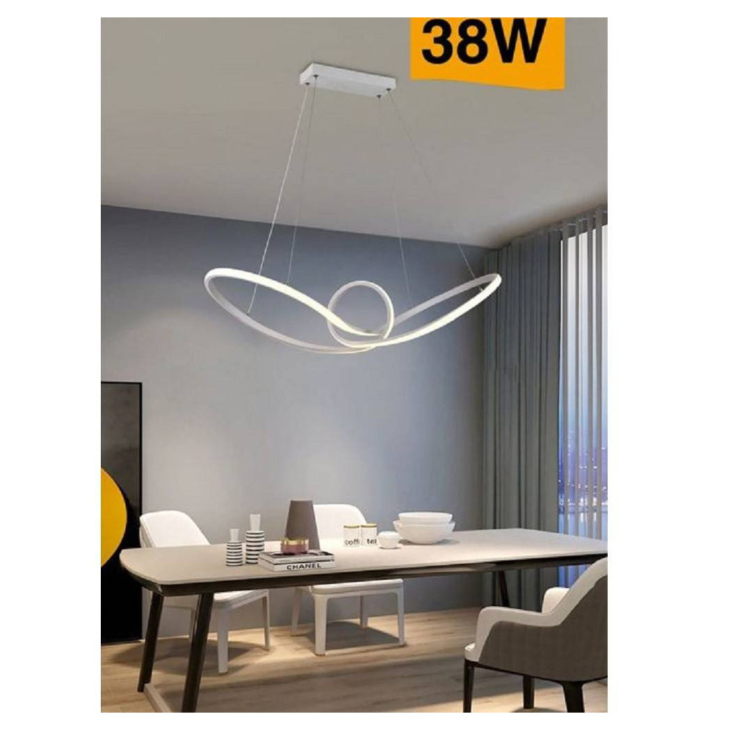 foto del prodotto trade shop traesio lampadario led moderno intrecciato sospensione 38 w luce 6500k 3000k 4000k a07 b bianco caldo 