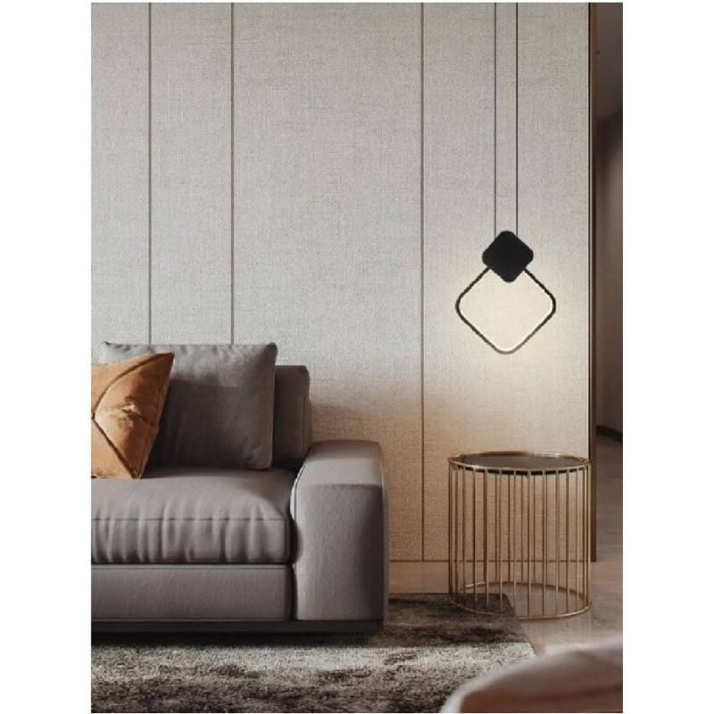 foto del prodotto trade shop traesio lampadario led sospensione 12 w metallo nero moderno luce 3000k 4000k 6500k lp 02 bianco caldo 