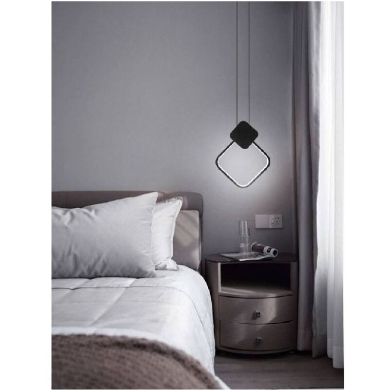 foto del prodotto trade shop traesio lampadario led sospensione 12 w metallo nero moderno luce 3000k 4000k 6500k lp 02 bianco freddo 
