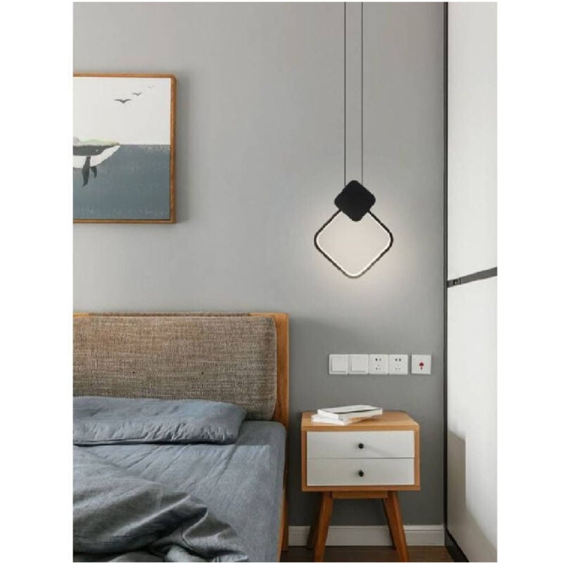 foto del prodotto trade shop traesio lampadario led sospensione 12 w metallo nero moderno luce 3000k 4000k 6500k lp 02 bianco naturale 