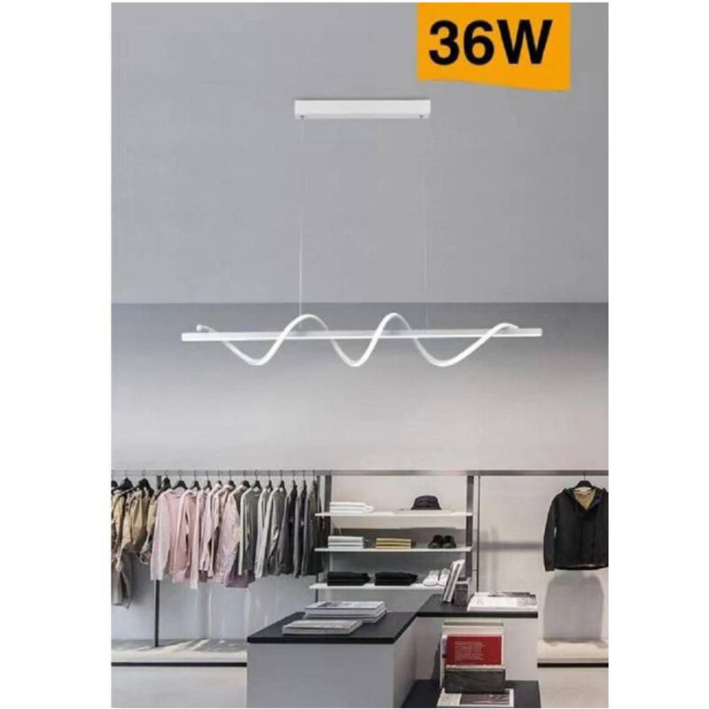 foto del prodotto trade shop traesio lampadario led sospensione 36w moderna twist bianco luce 6500k 3000k 4000k b65 b bianco freddo 