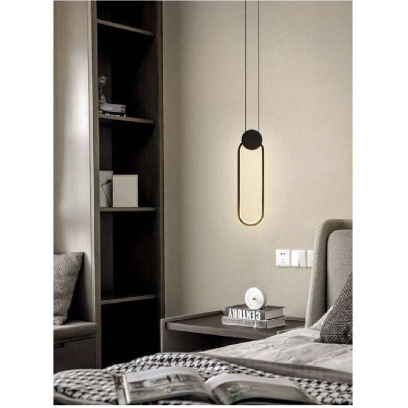 foto del prodotto trade shop traesio lampadario led sospensione moderno metallo nero 14w luce 3000k 4000k 6500k lp 03 bianco caldo 