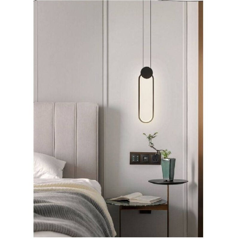 foto del prodotto trade shop traesio lampadario led sospensione moderno metallo nero 14w luce 3000k 4000k 6500k lp 03 bianco naturale 