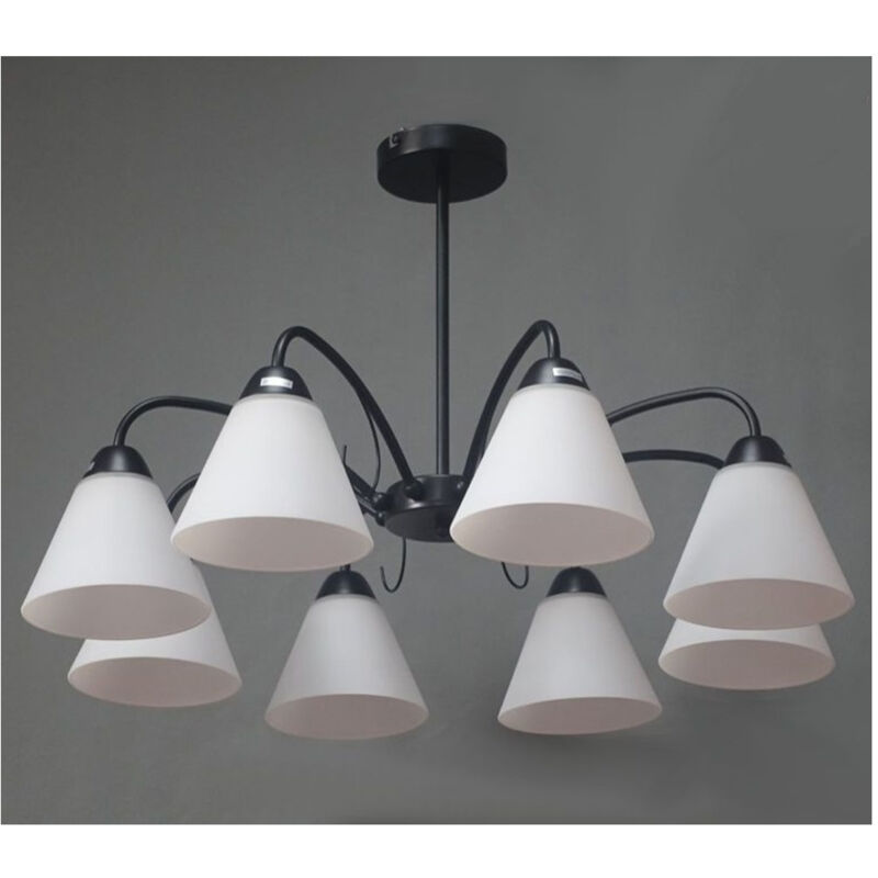 foto del prodotto trade shop traesio lampadario moderno a 8 bracci coppe in vetro lampada a sospensione luci e27 00859 