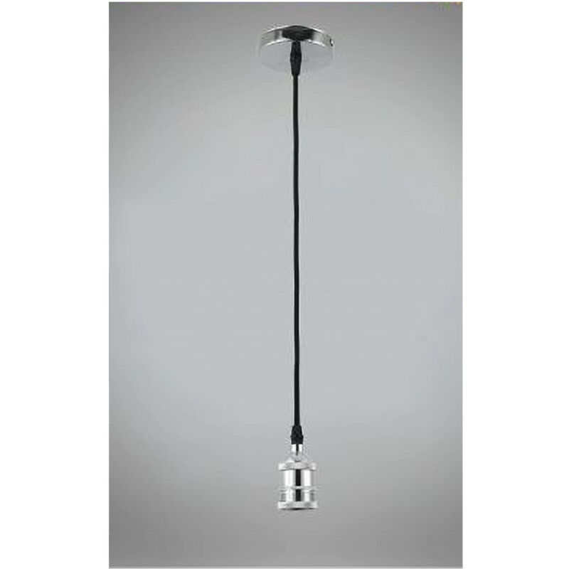 foto del prodotto trade shop traesio lampadario portalampada a sospensione per lampadine e27 pendente 2 metri e27 2m argento