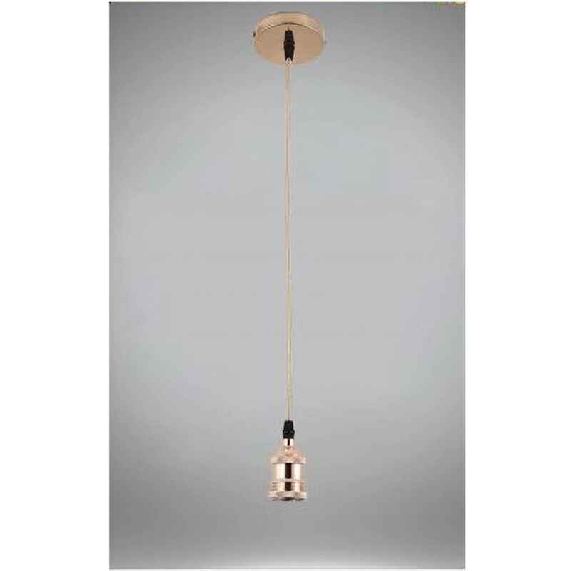 foto del prodotto trade shop traesio lampadario portalampada a sospensione per lampadine e27 pendente 2 metri e27 2m rose gold