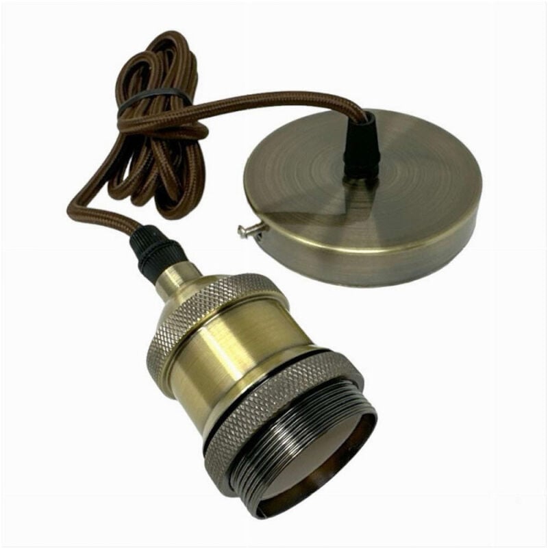 foto del prodotto trade shop traesio lampadario portalampada a sospensione vintage bronzo per lampadine e27 2mt e27 2m v 