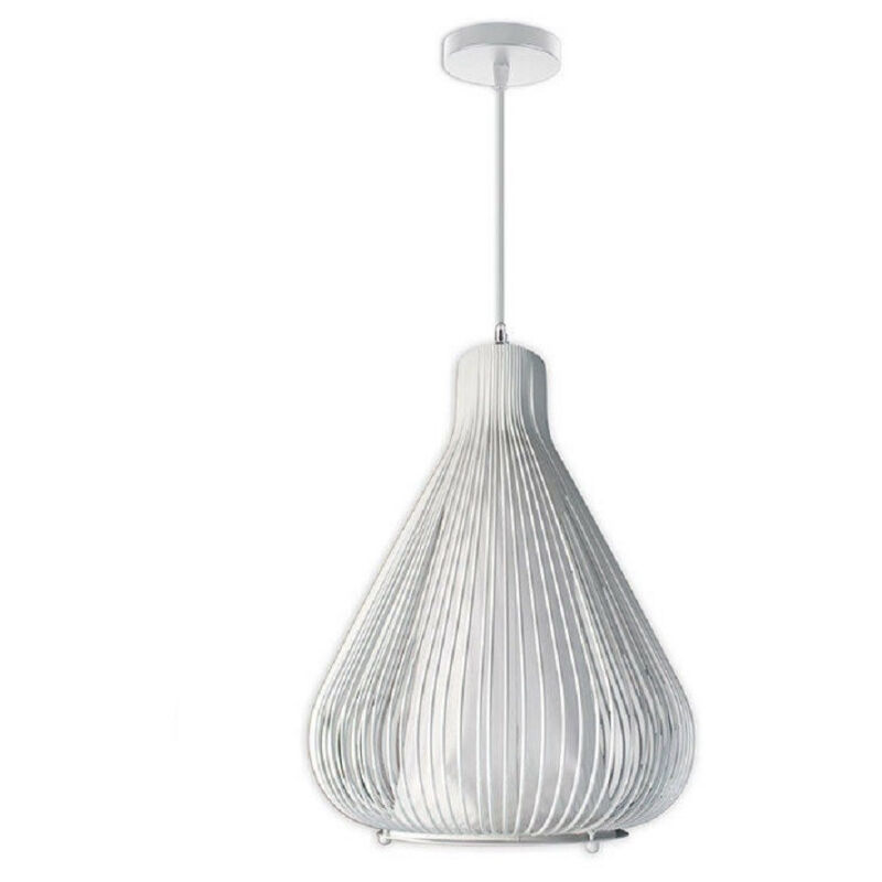 foto del prodotto trade shop traesio lampadario soffitto attacco e27 bianco nero moderno sospensione regolabile b18 bianco