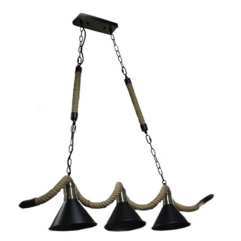 foto del prodotto trade shop traesio lampadario soffitto corda in canapa vintage rustico lampada 3 attacchi e27 b24 3 