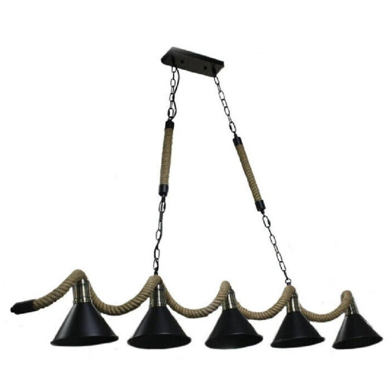 foto del prodotto trade shop traesio lampadario soffitto corda in canapa vintage rustico lampada 5 attacchi e27 b24 5 