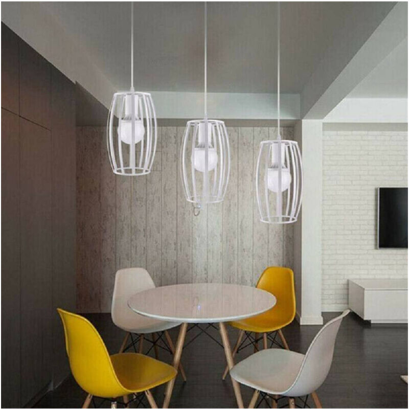 foto del prodotto trade shop traesio lampadario soffitto e27 di forma ovale nero bianco portalampada sospensione a34 bianco