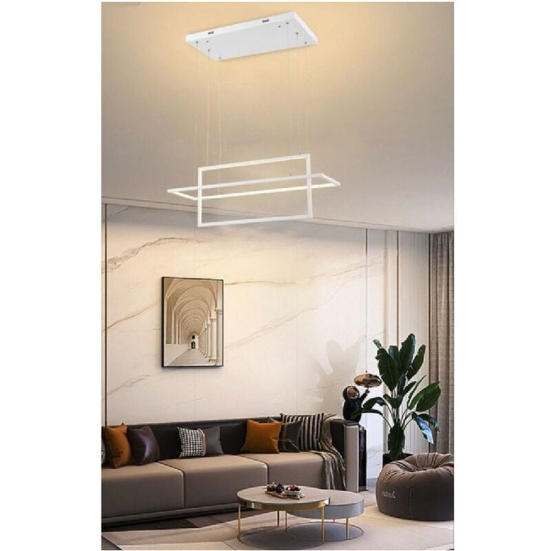 foto del prodotto trade shop traesio lampadario soffitto sospensione 2 rettangoli moderno lp 34b luce 3000k 6500k 4000k bianco freddo 