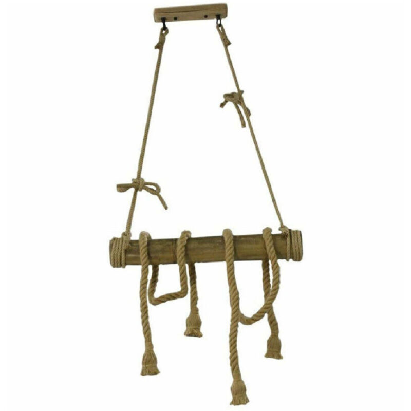 foto del prodotto trade shop traesio lampadario sospensione con corda in canapa 4 portalampada e27 stile country b23 