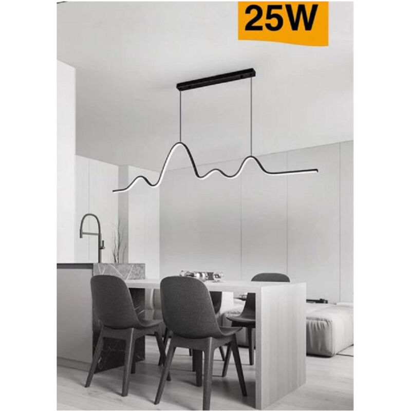 foto del prodotto trade shop traesio lampadario sospensione led 25w moderno onda sfalsata luce 4000k 6500k 3000k b73n bianco freddo 