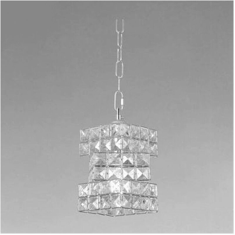 foto del prodotto trade shop traesio lampadario sospeso rettangolare intrecciato con cristalli luce e27 argento 32415 