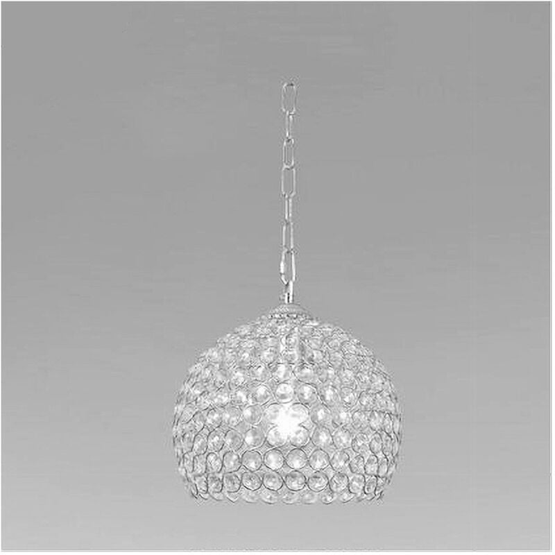 foto del prodotto trade shop traesio lampadario sospeso tondo cupola cristalli lampada mezza sfera luce e27 argento 32361 