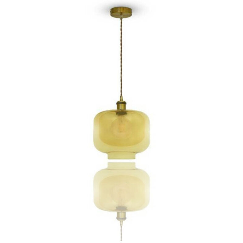 foto del prodotto trade shop traesio lampadario vetro ambra metallo porta lampada v3740 sospensione moderno 25x28x118 