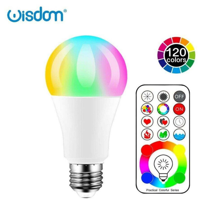 foto del prodotto trade shop traesio lampadina a led da 10 watt lampada e27 rgb rgbw con telecomando dimmerabile a 