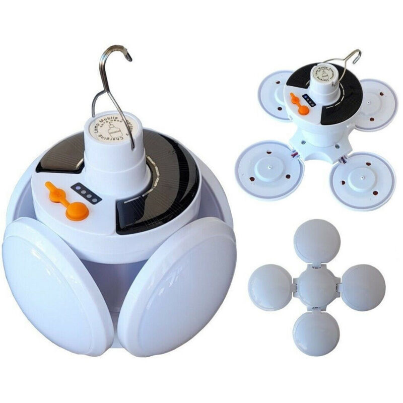 foto del prodotto trade shop traesio lampadina emergenza pannello solare ricaricabile deformabile 6500k ea 94439 