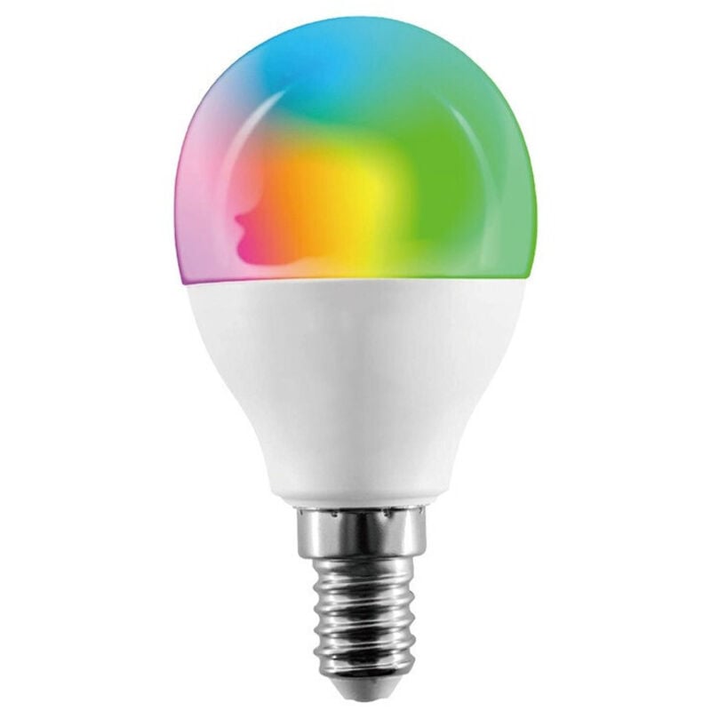 foto del prodotto trade shop traesio - lampadina intelligente smart g45 e14 5.5w 350lm wifi led rgb cct dimmerabile app -