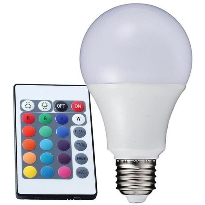 foto del prodotto trade shop traesio - lampadina lampada faretto led rgb con telecomando luce multicolor e27 da interno - 7 watt