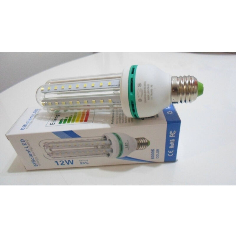 foto del prodotto trade shop traesio lampadina lampada tubo led luce bianca fredda calda e27 risparmio 3u 12w bianco freddo 