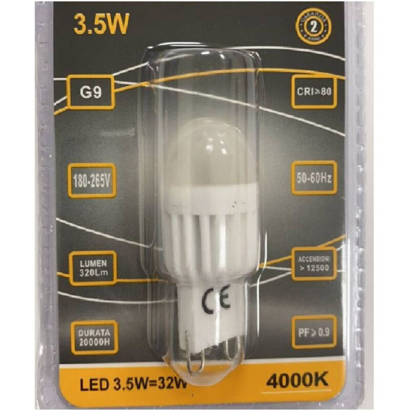 foto del prodotto trade shop traesio lampadina led 3.5 watt attacco g9 compatta luce bianca calda fredda naturale bianco naturale 