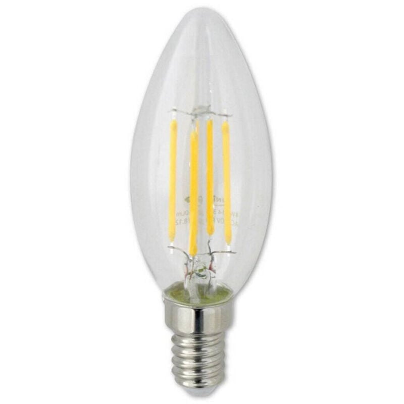 foto del prodotto trade shop traesio lampadina led a filamento e14 4w candela luce naturale fredda calda 440lm c35t bianco caldo 