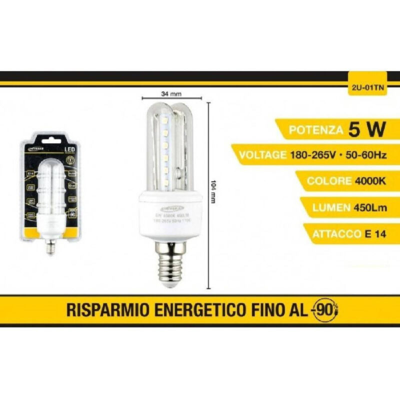 foto del prodotto trade shop traesio lampadina led e14 5w bianco caldo 3000k freddo 6500k naturale 4000k 24d 2u 01t bianco naturale 