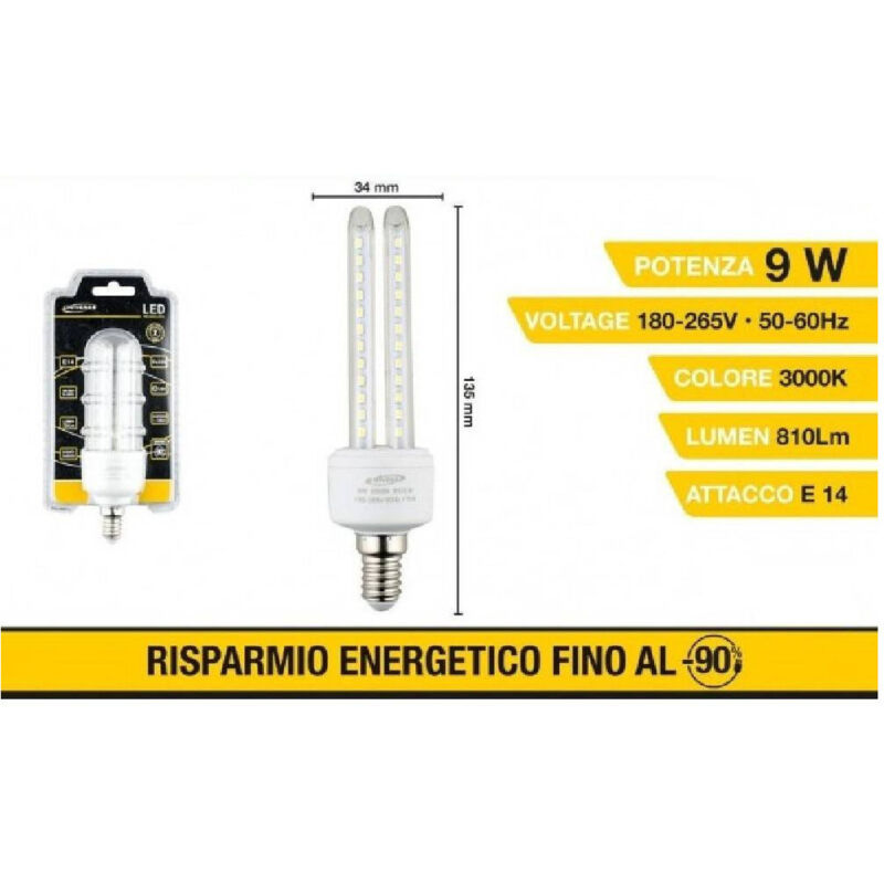 foto del prodotto trade shop traesio lampadina led e14 9w bianco caldo 3000k freddo 6500k naturale 4000k 48d 2u03t bianco caldo 
