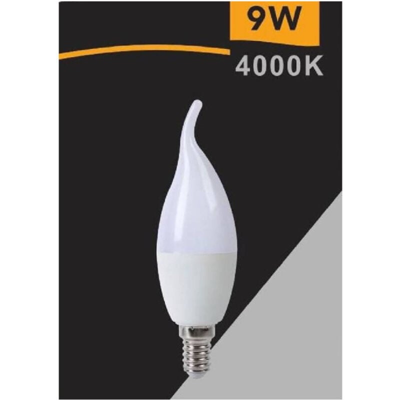 foto del prodotto trade shop traesio lampadina led e14 9watt candela fiamma smd c37 luce naturale calda fredda c37 9w bianco naturale 