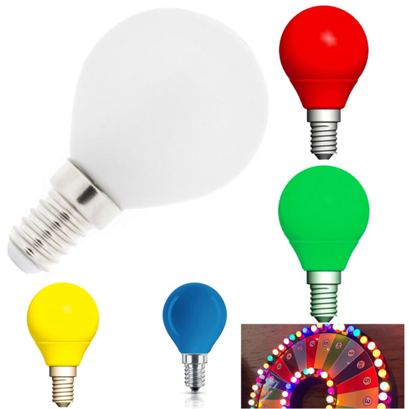 foto del prodotto trade shop traesio lampadina led e14 mini globo 220v colore verde blu viola bianco caldo freddo 2w bianco freddo 